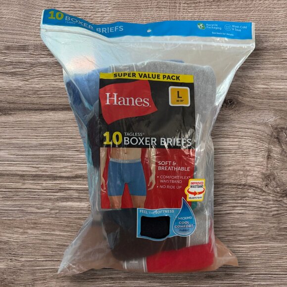 Hanes Men's Super Value Pack Assorted Boxer Briefs, 10 Pack Size Large 36 - 38 - Picture 5 of 5